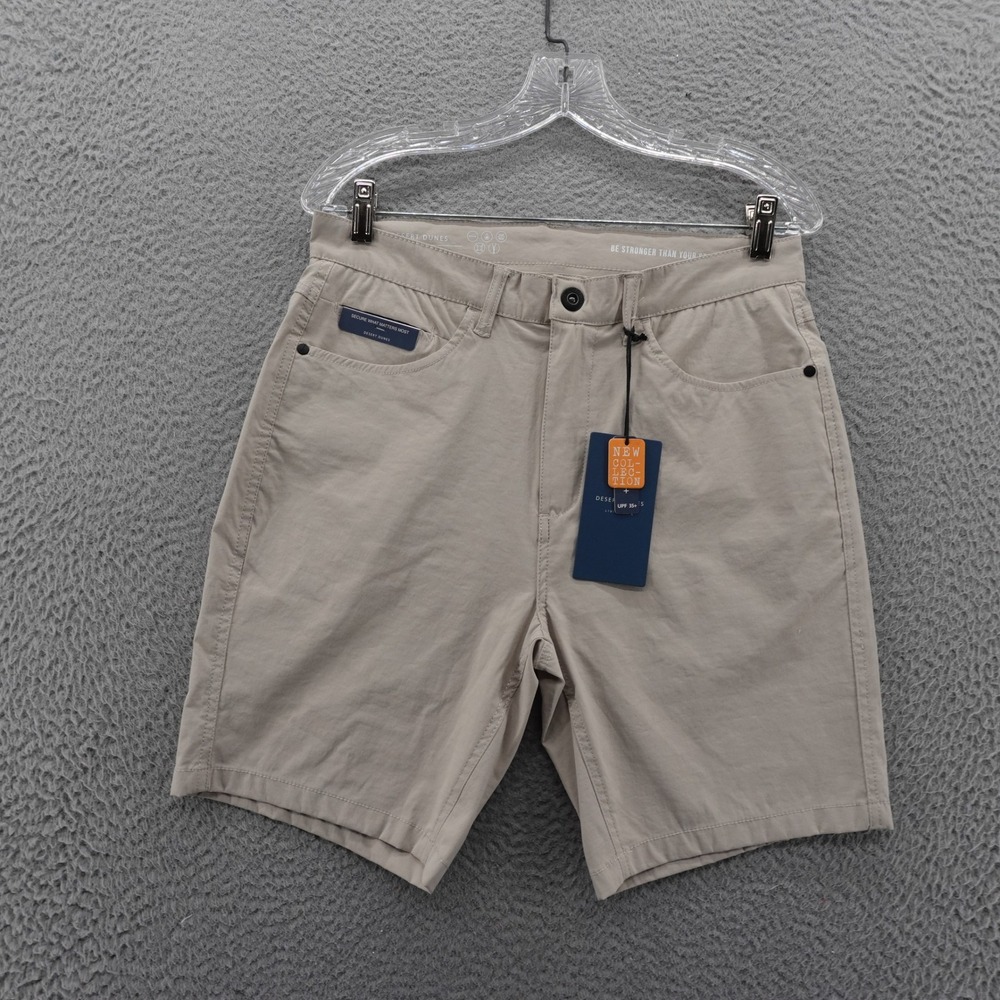 Desert Dunes Chino Shorts Mens 30 Beige UPF 35‎ Flat Front Performance NWT